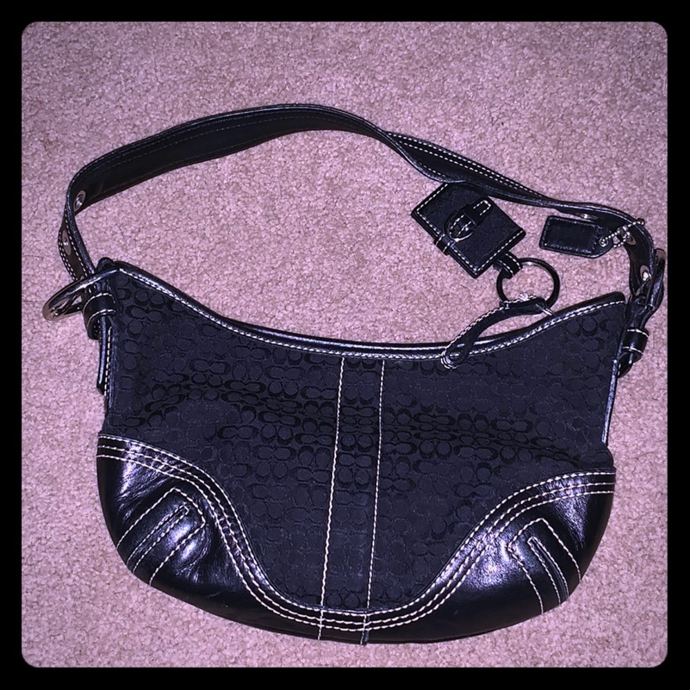 Black leather coach purse